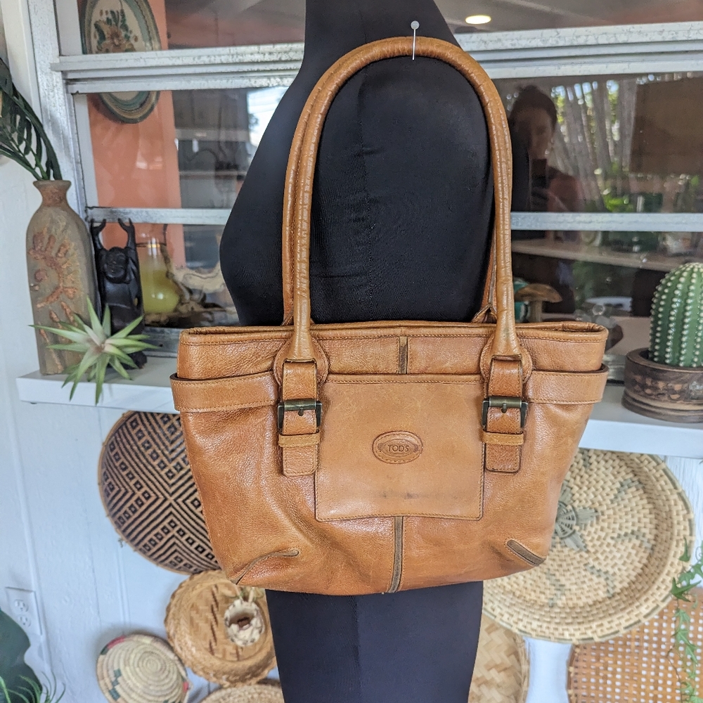 Tod's Vintage Brown Leather Handbag D Bag Mini Tote Classic Shoulder Bag